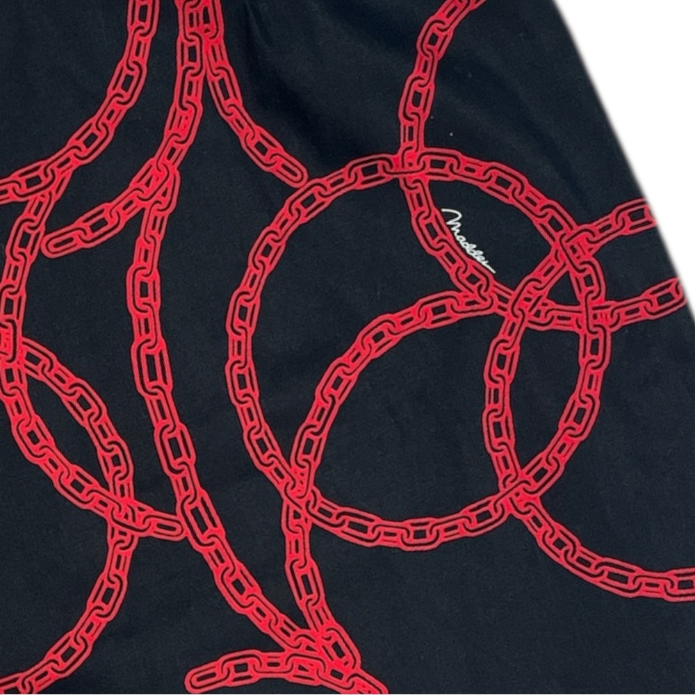 NWT Melly M Black Pencil Mini Skirt with Red Chain Pattern Womens Size 6 - Picture 2 of 7